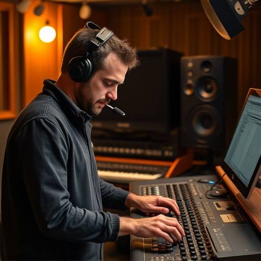 Alessandro Rossi, fonico e produttore di Suono Italiano, al lavoro in studio