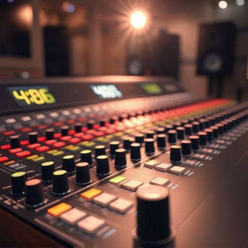 Dettaglio della consolle di missaggio audio professionale nello studio Suono Italiano