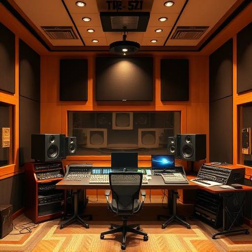Interno della sala di regia dello studio Suono Italiano