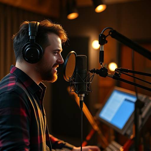 Tecnico del suono che registra una voce in studio